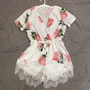 Pink and white romper